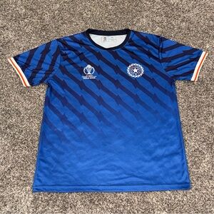 India 2023 ICC Men’s Cricket World Cup Size XXL 2XL Blue Striped Jersey